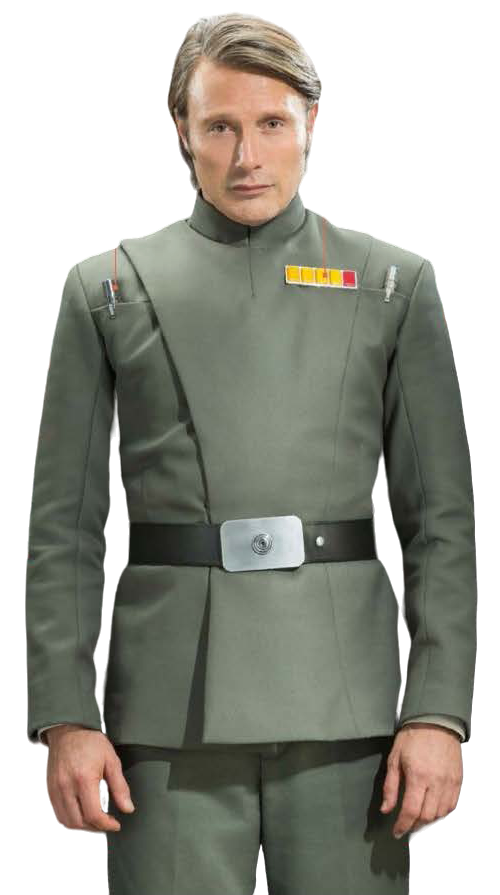 Galen Erso's Science and Engineering Division rank of major is denoted by the insignia plaque on his uniform