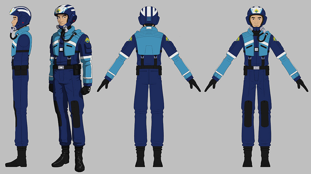 Concept art of Kazuda Xiono in his New Republic flight suit