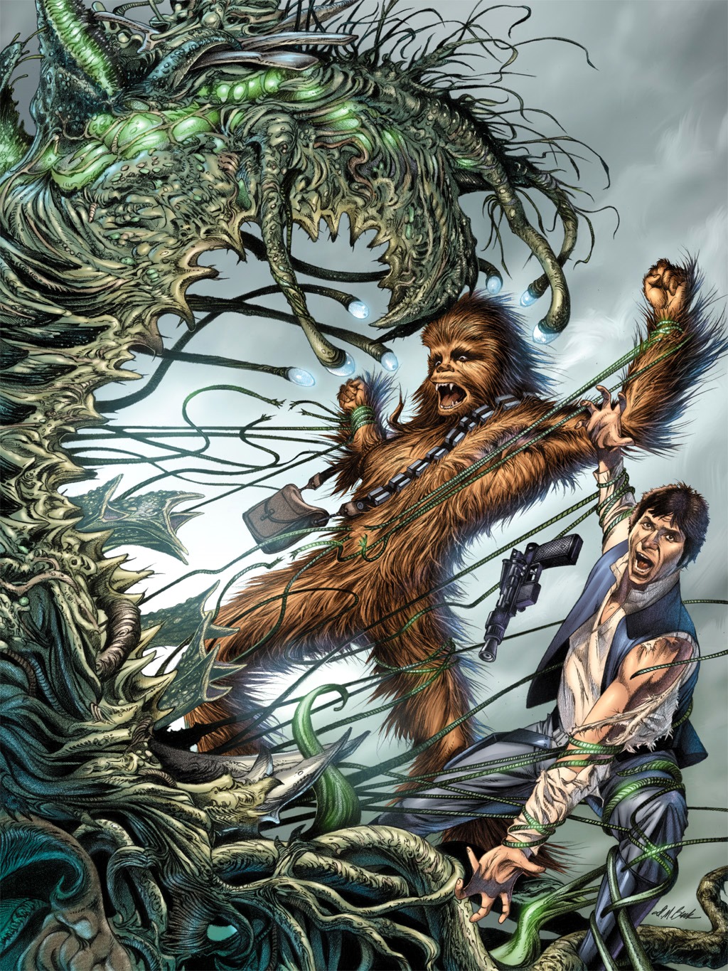 Han and Chewbacca run into danger on Aguarl 3.