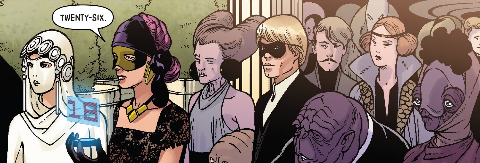 Skywalker, Holdo, and Organa attend an auction on Spira