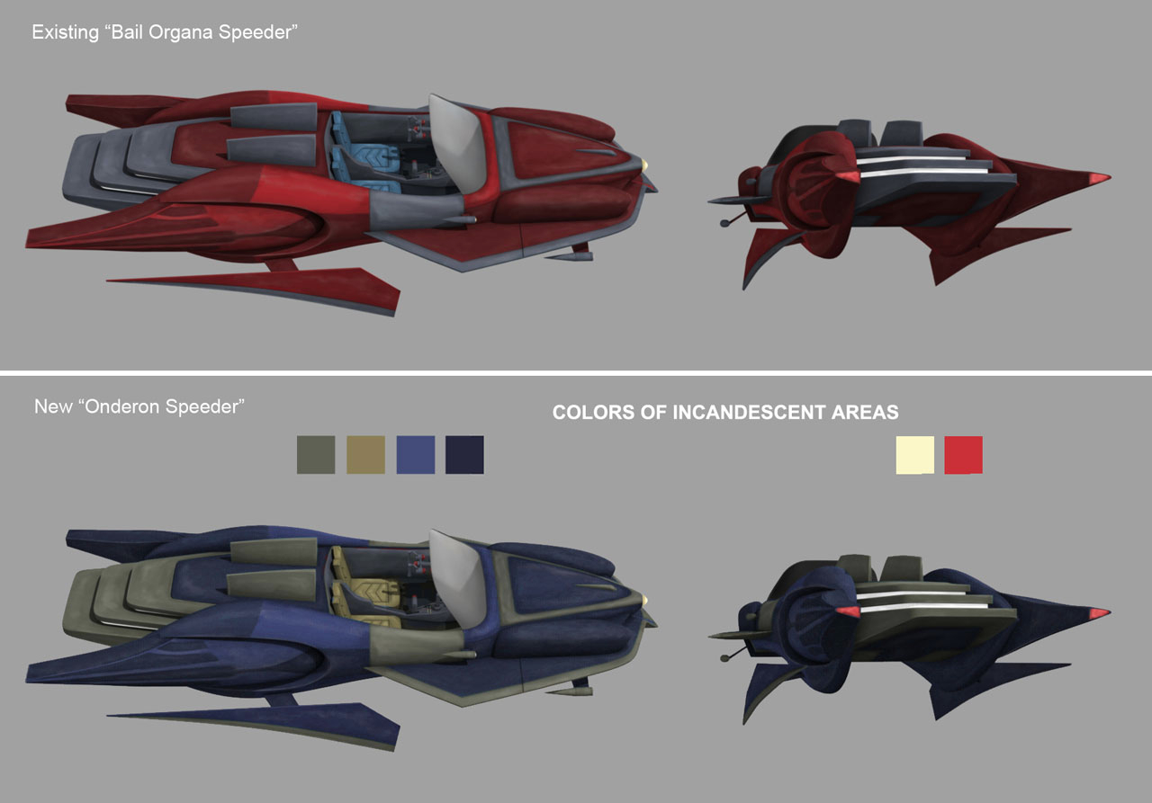 Concept art for the recolored speeder in "Front Runners"