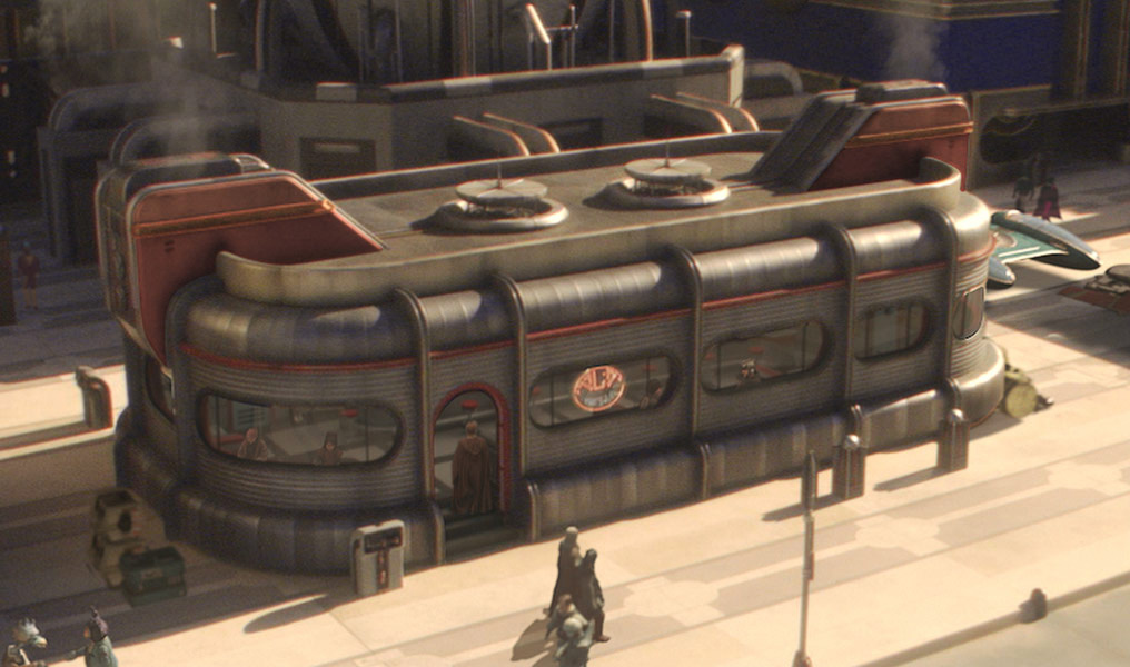 The hunt for Servit's droid culminated in a skirmish in Dex's Diner (pictured).