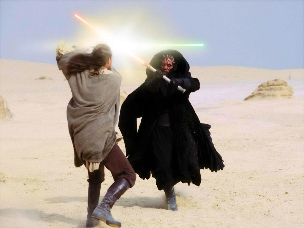 Jedi vs. Sith on Tatooine.