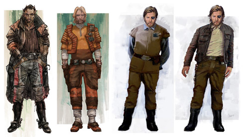 The changes that Col Serra's appearance went through before the final design on the right was settled upon