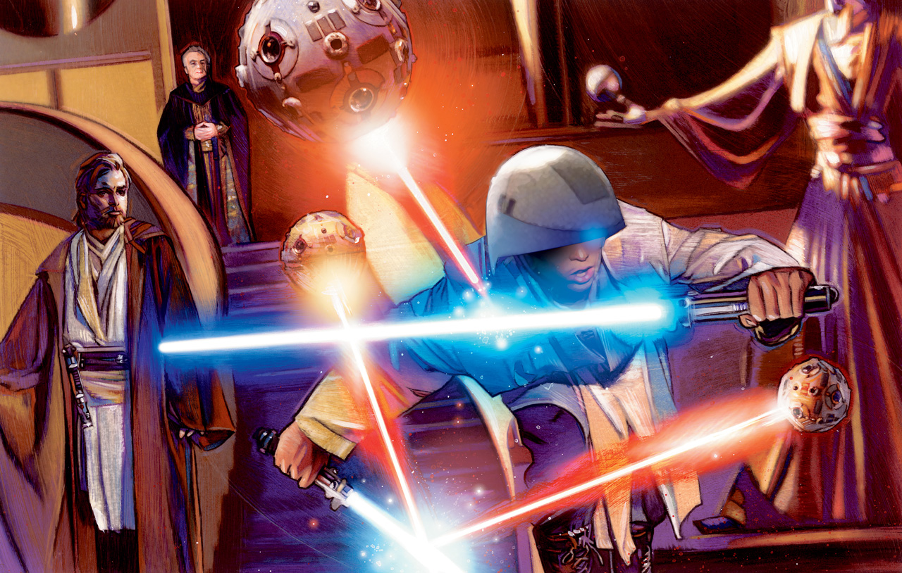 Skywalker training at the Jedi Temple