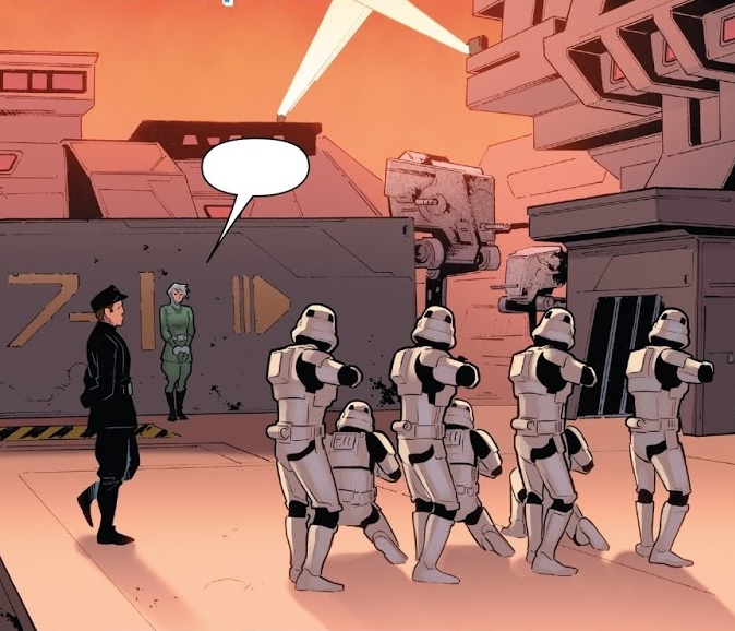 Stormtroopers prepare to execute Tolvan