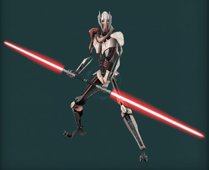 N-K Necrosis with his double-bladed lightsaber