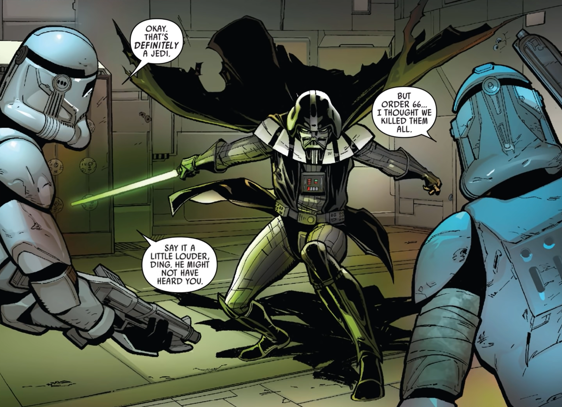 Darth Vader wiped out a unit of clone troopers who mistook him for a Jedi.