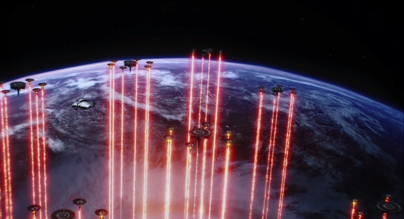 The satellites of Operation: Cinder begin to raze the surface of Vardos.