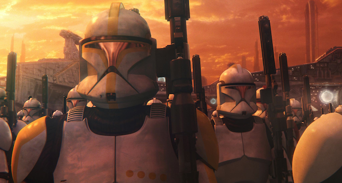 At first, Clone Commanders were identified by yellow markings on their armor.