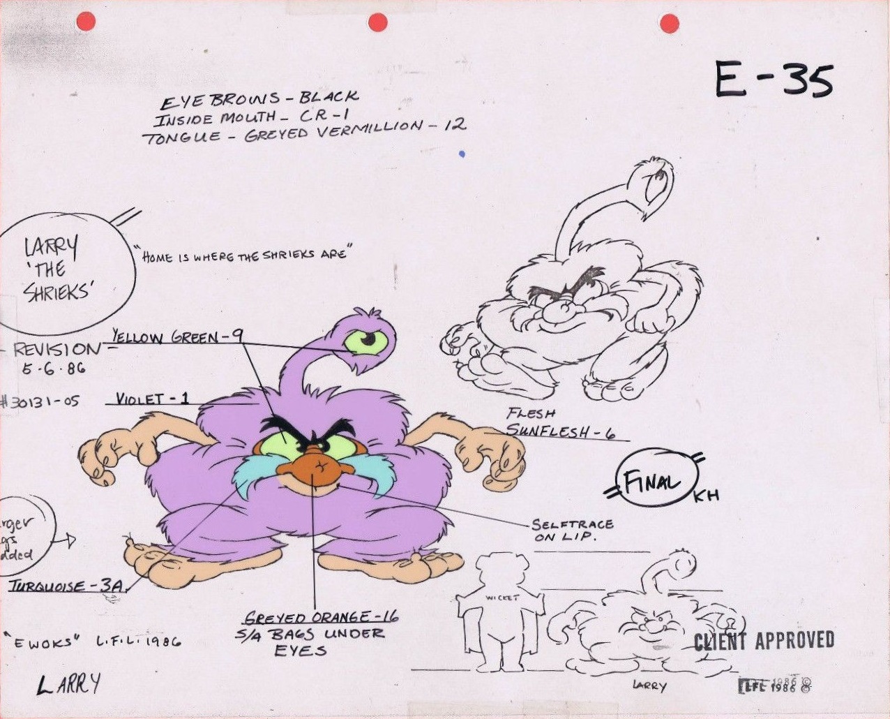 Final model sheet of Larry