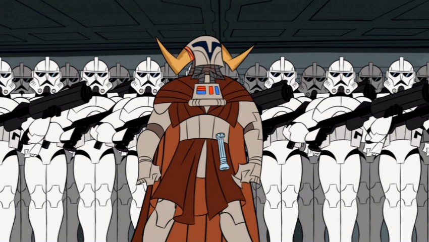 Jedi Master Saesee Tiin and his troops preparing for their attack.