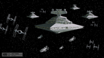 Some TIE Fighters, alongside an Imperial fleet