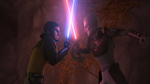 An illusion of Kanan fighting the Inquisitor