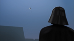 Darth Vader watching the Rebels escape.