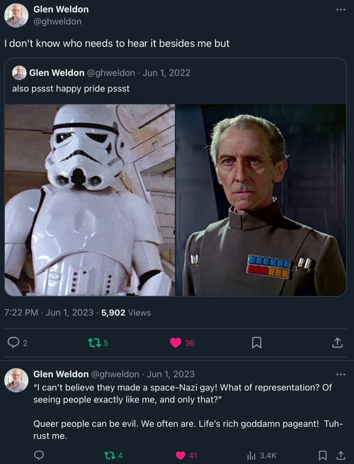 Glen Weldon celebrates Pride 2022 and 2023; confirms Tarkin as the Imperial officer