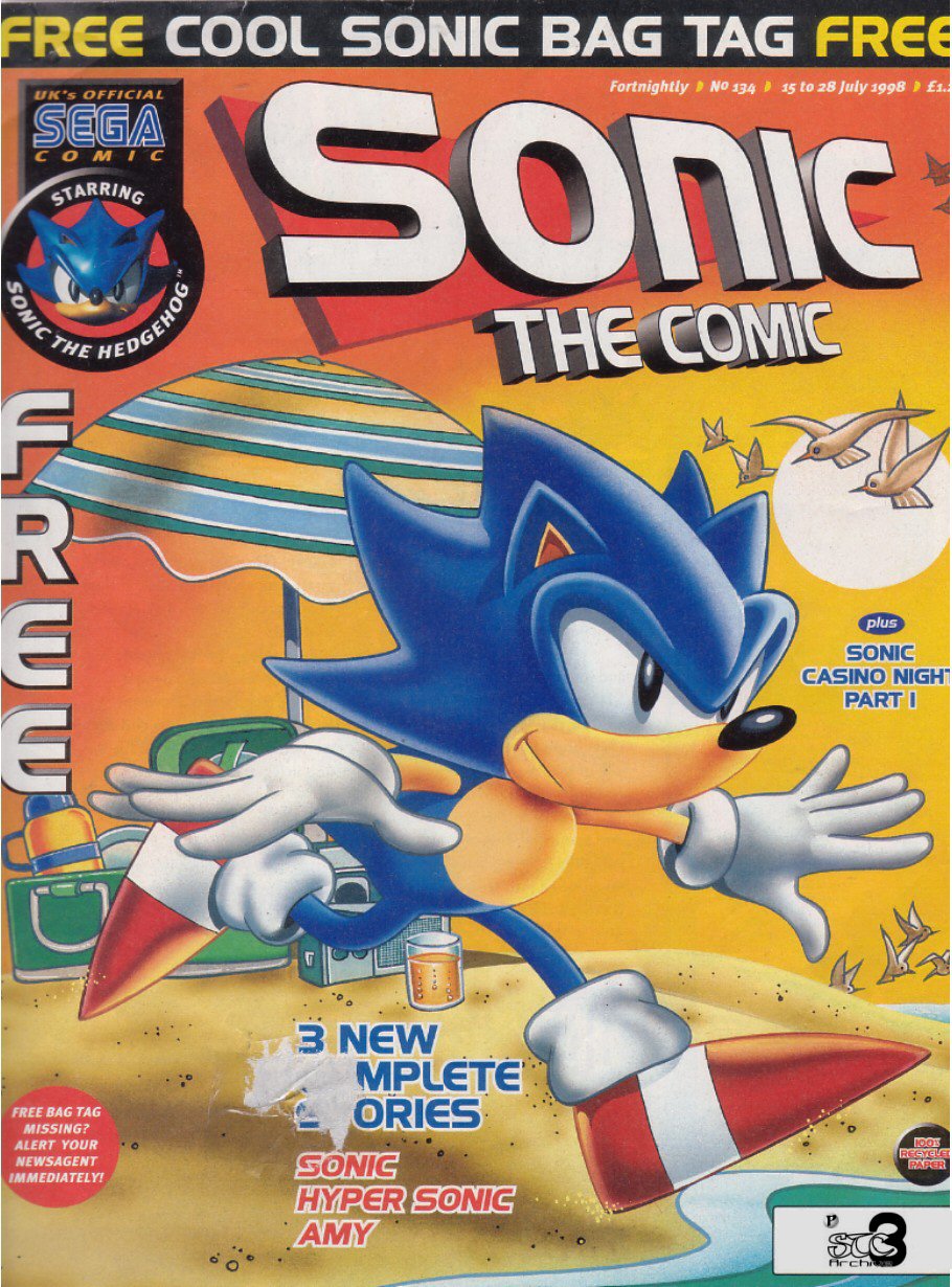 Sonic the Comic #134A FN; Fleetway Quality, Hedgehog with bag tag bonus -  1998