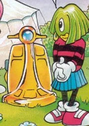 Tekno with her creation. Art by  and .