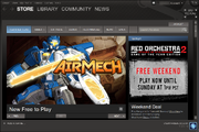 The Steam interface, with the Steam Store selected.