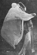 Taken in 1912, illustrating Mata Hari’s costume for the new Indian dance she had created with Inayat Khan.