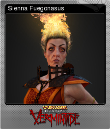 Warhammer End Times Vermintide Sienna Fuegonasus Steam Trading Cards Wiki Fandom Сиенна фуэгонаса / sienna fuegonasus огненная колдунья in this warhammer vermintide reikland dlc gameplay, the bright wizard sienna fuegonasus enters the reikwald forest on her. steam trading cards wiki