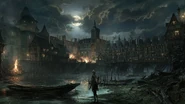 Artwork of Paris riverside.