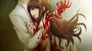 Kurisu dying in Okabe's chest.