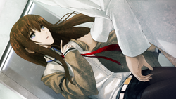 Okabe confronts Kurisu