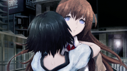 Kurisu being hugged by Mayuri.