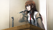 Kurisu giving her lecture.