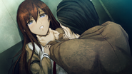 Kurisu being strangled by her father, Shouichi Makise.