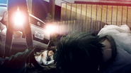 Okabe and Mayuri after being hit by a van.