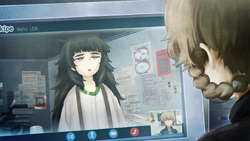 Maho speaking with Suzuha online