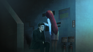 Okabe being comforted by Kagari.