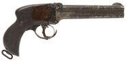 19th Century "Howdah" pistol. Large caliber four shot pistol used primarily in hunting as a last ditch defense gun if the lion should get up to the shooter.