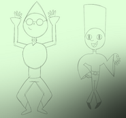 More of Galaxite’s components, (left to right) Clinohumite and Corkite.