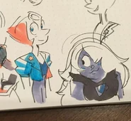 Pearl and Amethyst regeneration concepts by Rebecca Sugar