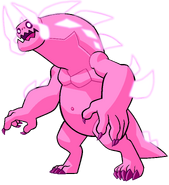 Steven's intense monster form, with large pupils and glowing spikes in "I Am My Monster"