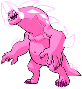 Steven's Intense Monster form, with large pupils and glowing spikes in "I Am My Monster"