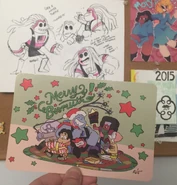 Secret Crewniverse holiday card by Rebecca Sugar.