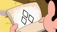 Steven examines Nephrite's drawing of the Diamond Authority emblem.