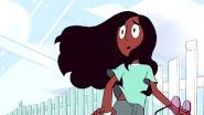 Connie looks at glasses