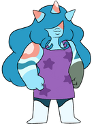 Blue Lace Agate in her Spacetries apron from "Little Graduation" and "Together Forever" (horns incorrect, edit needed)