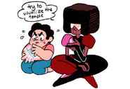 Garnet helping Steven bubble a gem