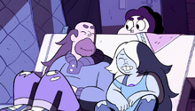 Amethyst, laughing with Greg.