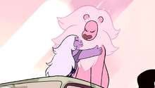 Amethyst, hugging Lion.