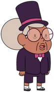 Nanefua wearing a suit and top hat from "Sadie's Song"