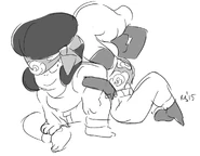 "A pair for the jeans collection" - Ruby and Saphire posing, by Rebecca Sugar