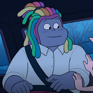 Bismuth wearing her white dress shirt buttoned up over her gem in "Bismuth Casual"