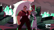Jasper, Lapis'i füzyona sürüklerken.